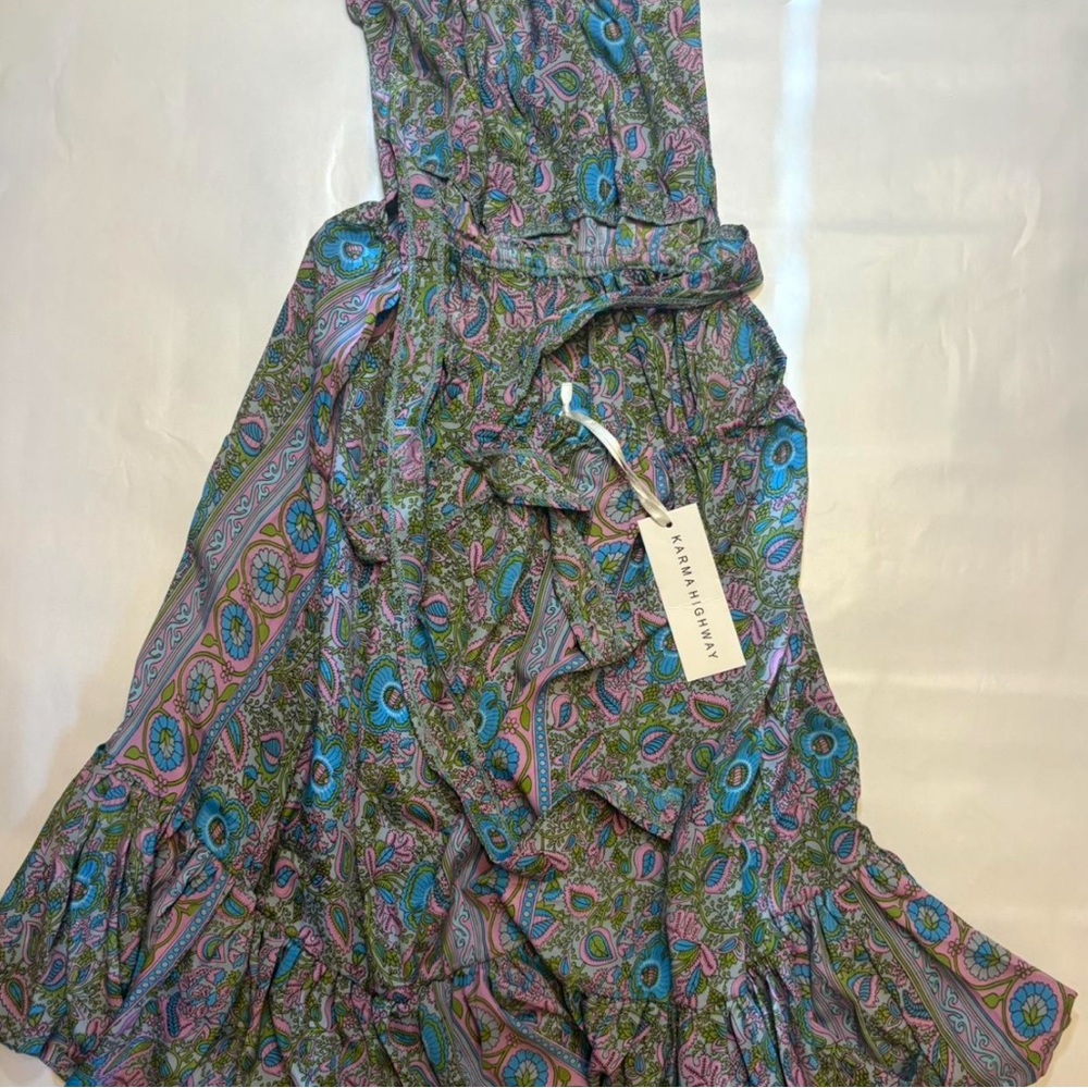 Karma Highway- Green Paisley Halter Apron Dress. Size Small. - Picture 4 of 4